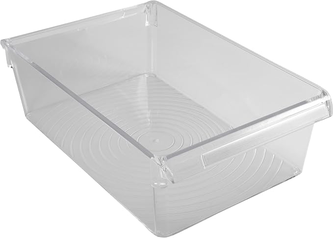 Kitchen Details 2 count Large Refrigerator Storage Bin, Fridge & Freezer, Kitchen Organization, Stainless Steel Handle, Countertop, Cabinets, Pantry, Clear (Pack of 6) by KitchenDetails