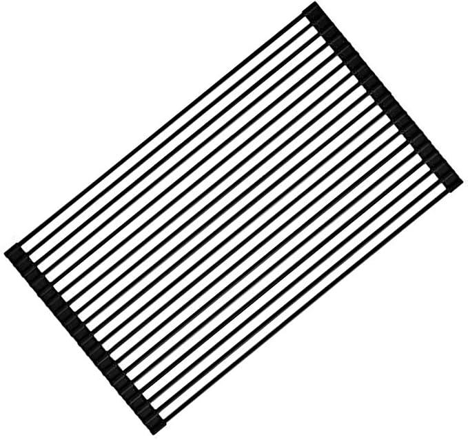 Ahyuan Large Roll up Dish Drying Rack Foldable Dish Rack Over Sink Dish Drainer Roll-up Sink Drying Rack Full Silicone Coated Stainless Still Dish Drying Rack (Matte Black, 20.5''X13.13'') - Image 5