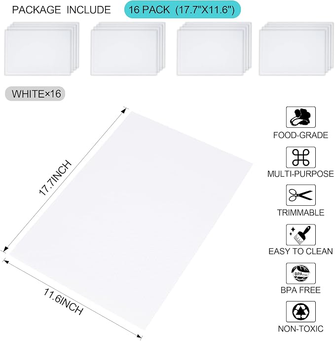 16 Pcs Refrigerator Liners Mats Washable, Refrigerator Mats Liner Waterproof Oilproof, Shinywear Fridge Liners for Shelves, Cover Pads for Freezer Glass Shelf Cupboard Cabinet Drawer (16 Clear) - Image 2