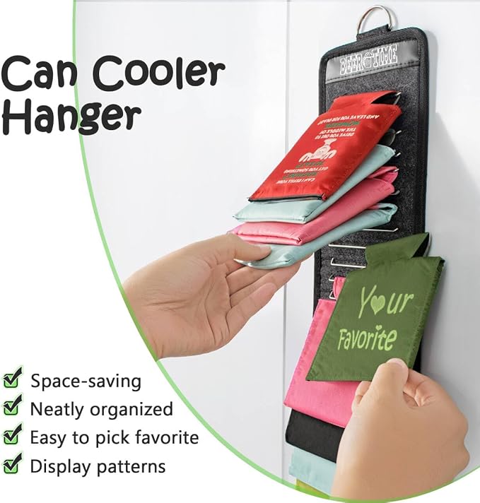 Can Cooler Holder Wall Mount With Flip-Through Design Hold 22 Sleeve | Flip-through store up to 22 can coolers like a hanging calendar, making it easy to browse, organize, and grab your favorite - Image 3