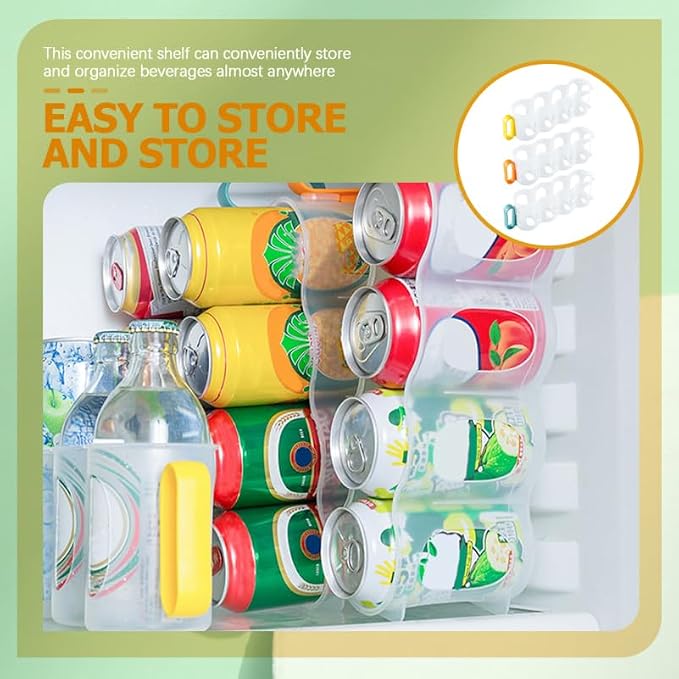 iplusmile 3 Pcs Soda Can Organizer for Refrigerator Side Door Vertical | Portable Plastic Beverage Dispenser Rack with Handle Clear Drink Can Holder for Fridge Pantry Freezer Kitchen 4 Slot - Image 3