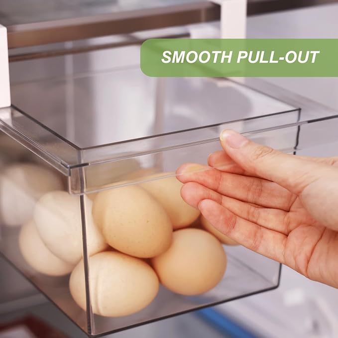 Yatmung 2 Pack Extra-Large Deli Drawer Organizer for Refrigerator Pull Out | Fridge Drawer Organizer and Storage Containers - Meat, Cheese, Produce, Fridge Sliding - Fridge Organization Bin - Image 2