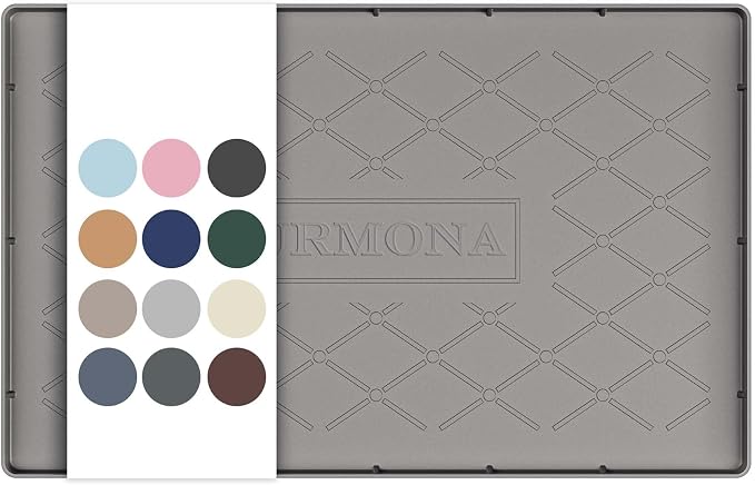 URMONA 19" x 12" Waterproof Silicone Mat in Multiple Sizes & Colors, Under Sink Mat for Kitchen & Bathroom, Pet Food Pad for Dogs & Cats, Kitchen Cabinet Liner, Multi-Purpose for Storage(Beige) by URMONA