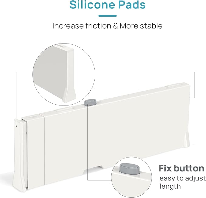 Vtopmart Drawer Dividers for Clothes 8 Pack, Adjustable 4" High Expandable from 11.3"-17" Dresser Drawer Organizer, Plastic Drawers Separators for Dresser, Baby Clothes, Kitchen and Office Storage | Adjustable Drawer Organizer, Dresser Clothes Separato... - Image 9