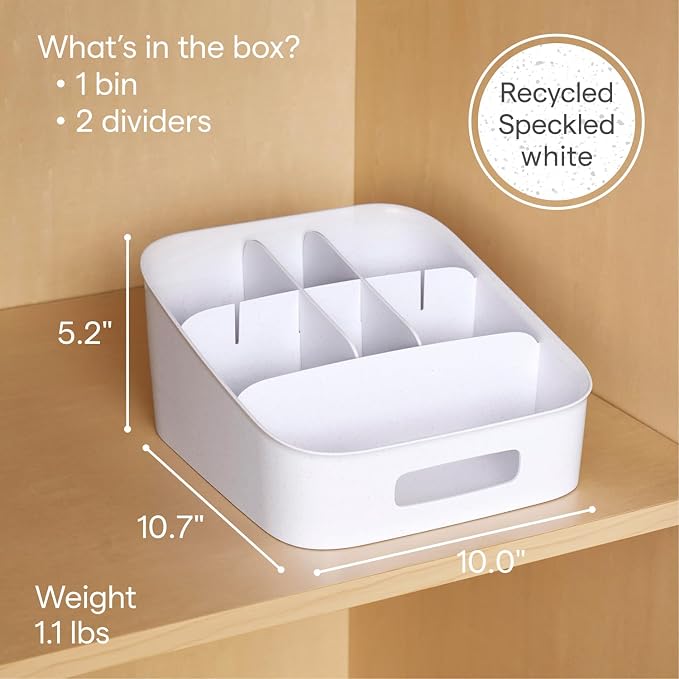 YouCopia ShelfBin Adjustable Snack Bin, BPA-Free Divided Storage Basket for Kitchen Pantry Organization, One Size, Speckled White - Image 4