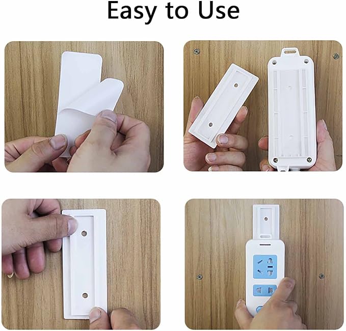 12 Pack Adhesive Punch Free Socket Holder, Self-Adhesive Desktop Socket Fixer, Power Strip Holder Fixator, Wall Mount Cable Management (White) - Image 4