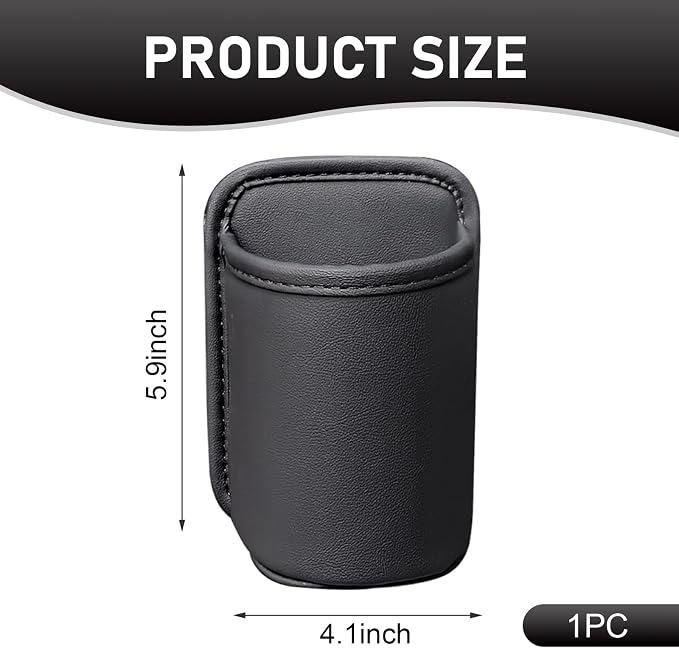 Shakas Car Door Large Cup Holder, Multifunctional Storage Bag Trash Can for Beverage Water Cup Mobile Phone, Waterproof Cleanable Leather Insert Organizer for Seat Back, for Cars Trucks (Black) - Image 2
