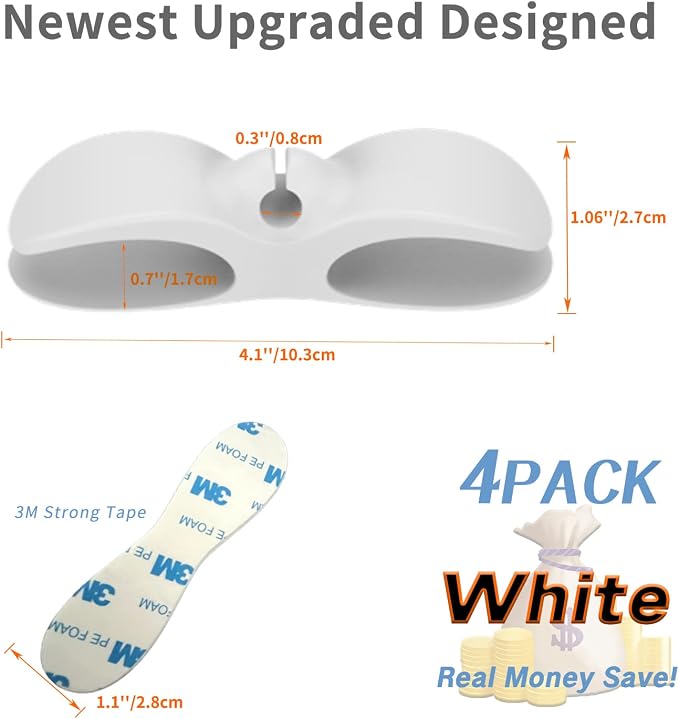 4PCS Cord Organizer For Appliances,UMUST Kitchen Appliance Cord Winder Holder, Cable Wrapper Stick Firmly for Coffee Maker Pressure Cooker Etc (White) - Image 5