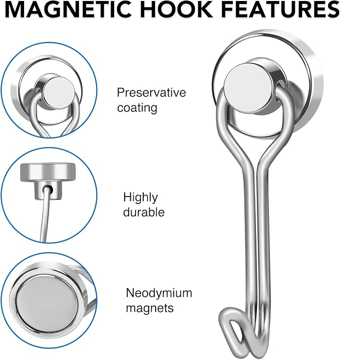 LOVIMAG Swivel Magnetic Hooks, 30LBS, Pack of 12 | Cruise Cabin Ship Essentials 2026, Heavy Duty Magnets for Refrigerator, Classroom, Kitchen, Hanging Mug - Image 4