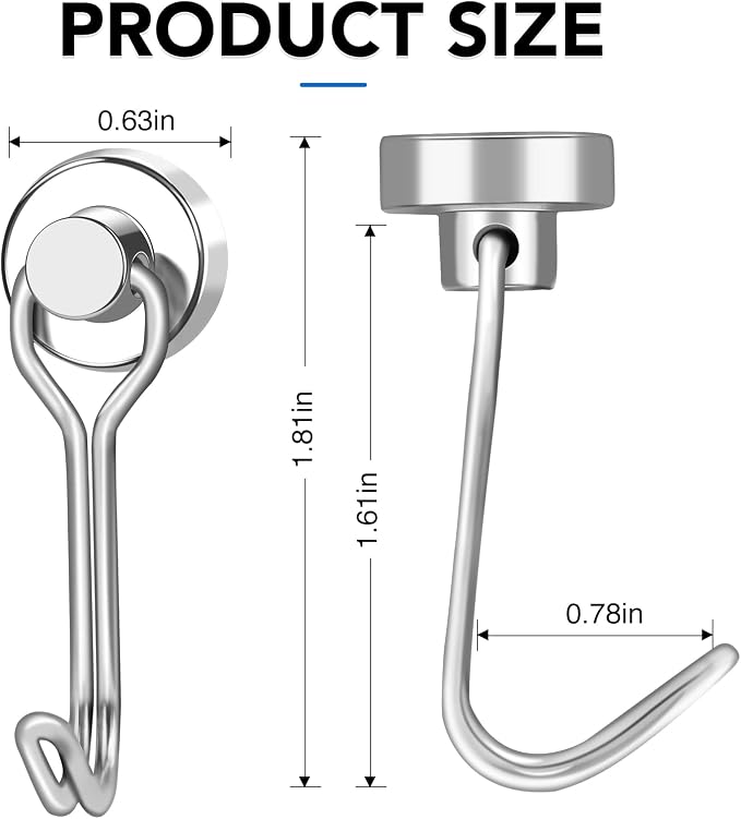 LOVIMAG Swivel Magnetic Hooks, 30LBS, Pack of 12 | Cruise Cabin Ship Essentials 2026, Heavy Duty Magnets for Refrigerator, Classroom, Kitchen, Hanging Mug - Image 2