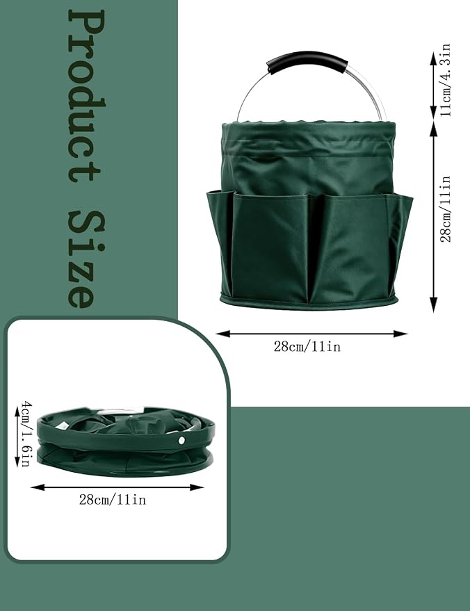 Cleaning Caddy with Handle, for Cleaning Supplies Organizer Bucket | Foldable Storage Tote with 6 Pockets,17L Large Capacity Basket for Household Organizer,Laundry Room,Bathroom & Home - Image 2