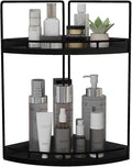 Dorhors Corner Bathroom Counter Organizer,Vanity Countertop Storage Shelf | 2-Tier Black Rack Holder for Skincare,Perfume,Makeup,Lotion,Wood Sink Tray Stand for Kitchen,Restroom,Dresser by Dorhors