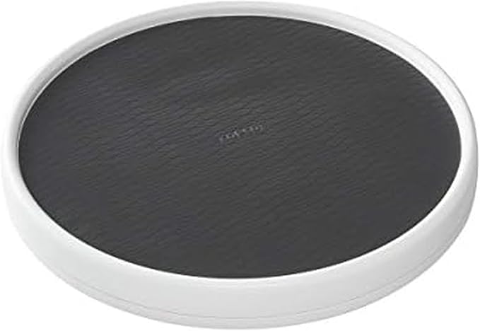 Copco 15 Inch Non-Skid Lazy Susan Turntable Organizer for Cabinet, Pantry, Refrigerator - Charcoal Gray, Smooth-Glide Ball Bearings, Raised Rim by Copco