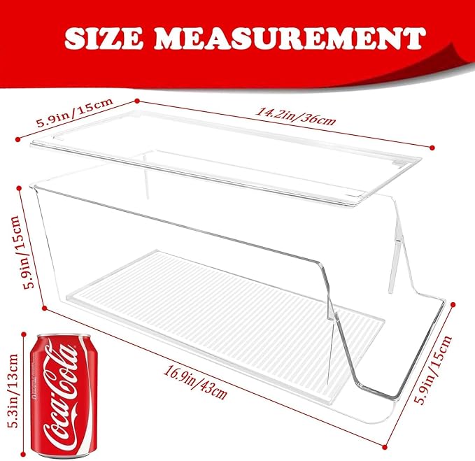 Soda Can Organizer for Refrigerator Stackable Can Holder Dispenser with Lid for Fridge, Pantry, Freezer – Holds 12 Cans Each, BPA-Free, Clear Design, (2-Pack) - Image 2