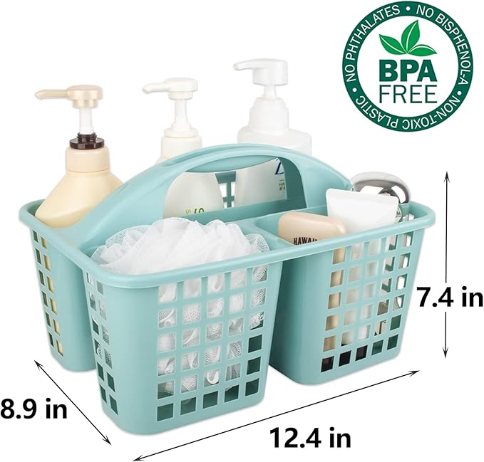 Portable Shower Caddy Basket Plastic Storage Basket with Divided Light Blue | Sturdy Large Capacity Cleaning Supplies Organizer Compartments Tool Bin for Bathroom Kitchen Bedroom College Dorm Essentials - Image 6