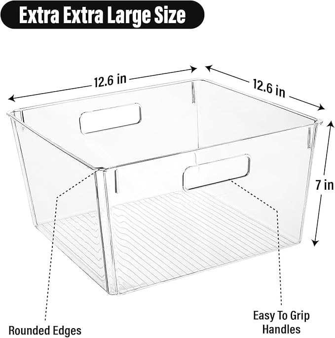 Extra Large Clear Plastic Storage Bins, Perfect for Kitchen Organization or Pantry Organization and Storage, Laundry Room, Fridge, Freezer Organizer Plastic Storage Containers for Organizing - Image 2