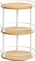 3-Tier Lazy Susan Organizer, Rotating Spice Rack, Spinning Organizer, Industrial Turntable Spice Rack Organizer for Cabinet, Kitchen Countertop, Pantry, White and Natural SR23WN by Yatiney