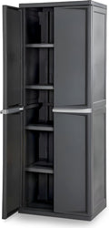 Sterilite 4 Shelf Cabinet, Durable Plastic Storage Solution, Gray, 1 Pack | Adjustable Shelves - Plastic Shelving Unit for Organizing Garage, Pantry, Basement, Laundry Room or Mudroom by Sterilite