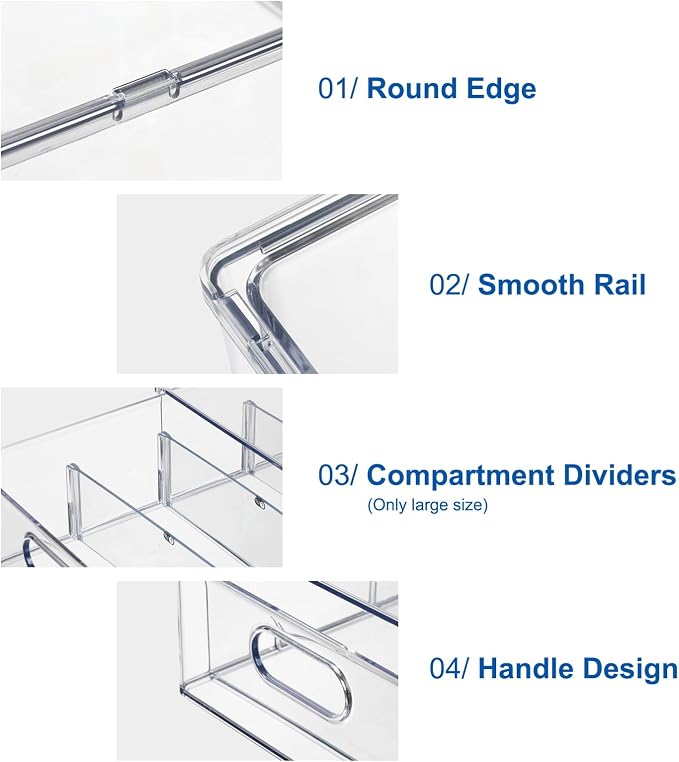 Fridge Organizers and Storage Pull Out Drawer, 2 Small | Stackable, Clear, Fruit and Veggies Containers, for Kitchen, Cabinet - Image 6