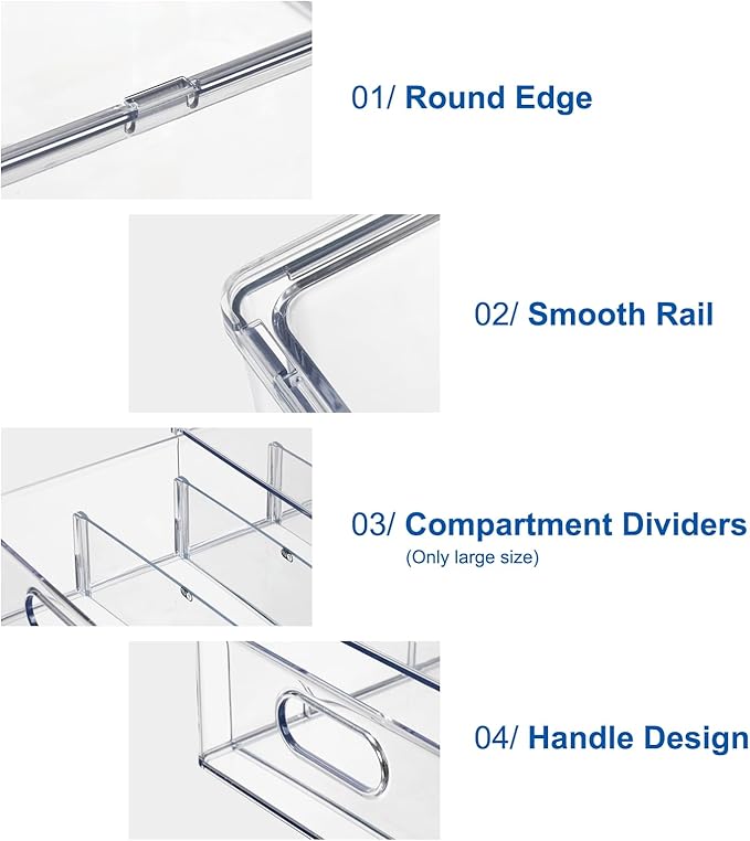 Fridge Organizers and Storage Pull Out Drawer, 2 Tall | Stackable, Clear, Soda Can and Bottle Container, for Kitchen, Cabinet - Image 6