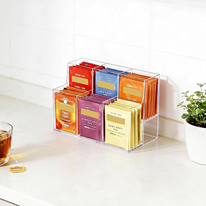 AIEVE Drink Packet Organizer, 2-Tier Water Flavor Packet Holder for Pantry Storage, Acrylic Drink Mix Organizer Hydration Powdered Mixes Holder Container for Cabinet Kitchen Storage - Image 6