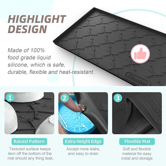 Waterproof Under Sink Mat 22" x 22" Silicone Mat Cabinet Protector | Heavy Duty Kitchen Cabinet Liner, Easy Press Drain, Home Essentials for Pet Feeding, Boots, Bathroom, Organizers & Storage - Image 5