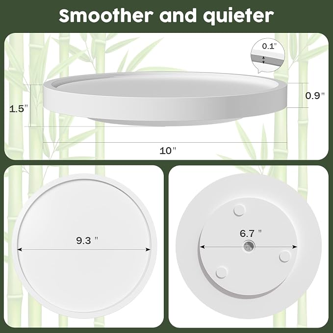 Turntable Vanity Tray, 10 Inch Bamboo Kitchen Sink Countertop Organizer | Perfume Candle Tray, Keep Glass Sponge and Soap, Bathroom Countertop Organizer, White - Image 7
