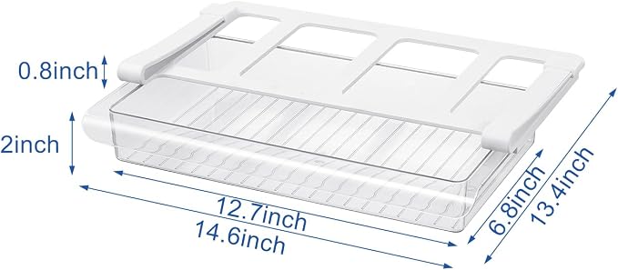 Pull-Out Fridge Drawer Organizer - Under Shelf Storage Bins for Cheese Slices, Deli Meat & Small Items - Space Saving Refrigerator Organizer (2" Height x 12.7" Width) - Image 2