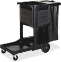 Rubbermaid Commercial Products Executive Series Janitorial and Housekeeping Cleaning Cart with Locking Cabinet, Wheeled with Zippered Black Vinyl Bag, Black, 38.4" H x 21.8" W x 46" L by RubbermaidCommercialProducts