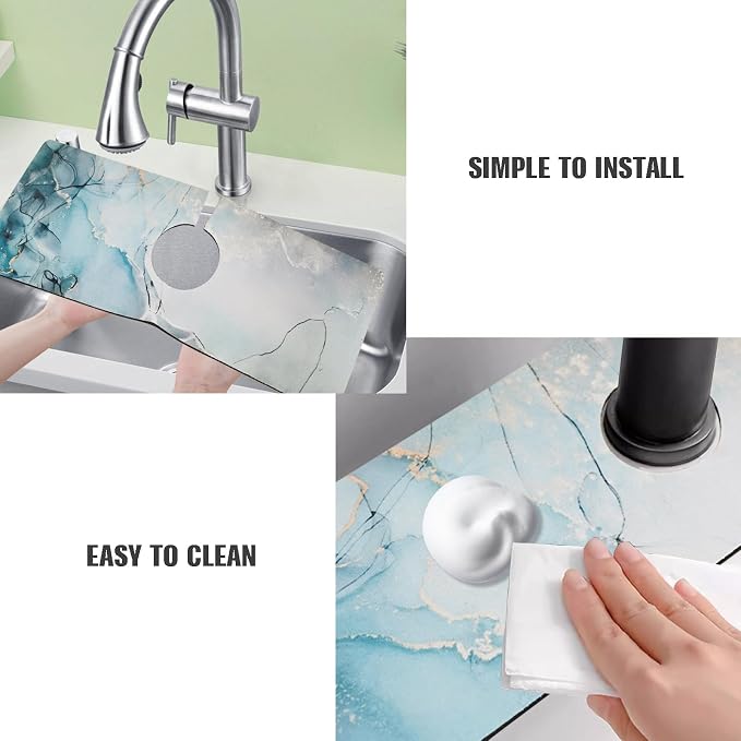 Sink Faucet Absorbing Mat, 2 Pack Drying Mat Around Faucet Sink Splash Guard Behind Faucet Sinkmat For Kitchen Bathroom Island Rv 15 * 5.5 Inch (38 * 14 cm) - Image 6