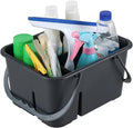 Plastic Cleaning Caddy With Handle, Tool and Supply Organizer | Deep Gray Deep-Storage Tote, Portable Carry Caddy for Cleaning Supplies, Garage, Laundry Room, and Car Care by Udotry