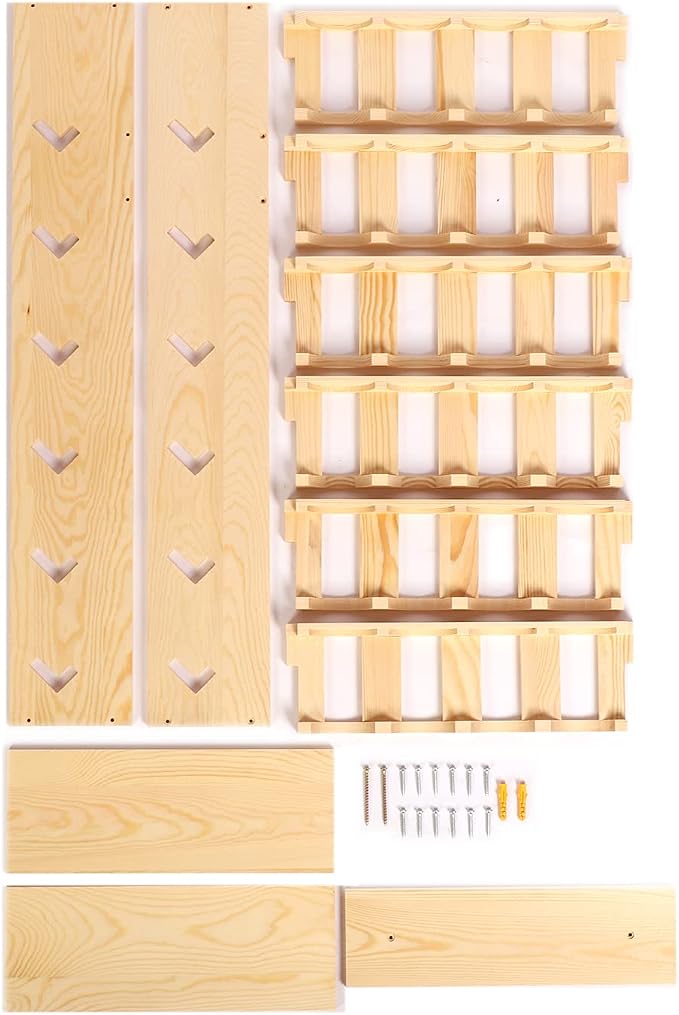 24 Can Spray Paint or Lube Can Holder Aerosol Can Rack 14.2"L x 5"W x30"H | 6-Tier Wooden Spray Paint Can Storage Rack Wall Mount Aerosol Spray Can Organizer for Garage Craft Workroom - Image 9