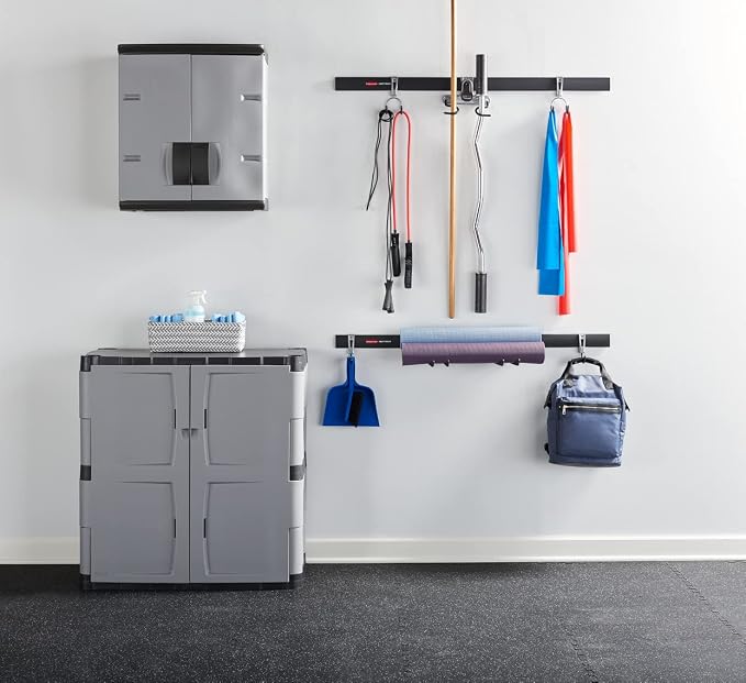 Rubbermaid Freestanding Storage Cabinet with Doors 18"D x 36"W x 37"H Medium Gray/Black Two-Shelf Lockable Cabinet for Indoor/Outdoor/Garage Storage for Garden Tools/Lawn Care Accessories - Image 13