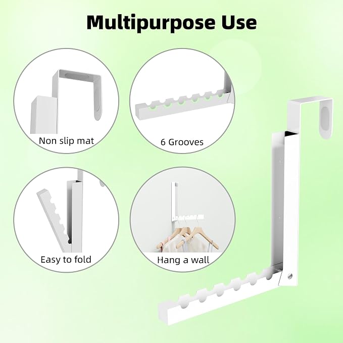 Over the Door Hook, Door Hooks for Hanging Towels, Bags,Coats,Umbrellas, Mirrors, Over Door Dual-Hook, Suitable for Bathrooms, Bedrooms, Laundry Rooms, Kitchens, Storage Rooms (White-2-BK) - Image 3