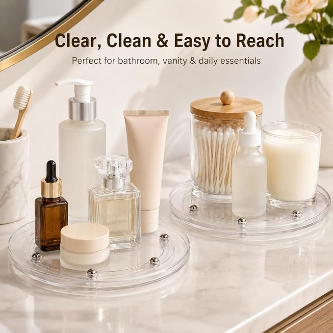6 Pack 6 inch Small Lazy Susan, Lazy Susan Turntable Organizer, 360 Degree Round Rotating Tray for Spice Rack, Bathroom Vanity, Kitchen Cabinet and Countertop Storage - Image 5