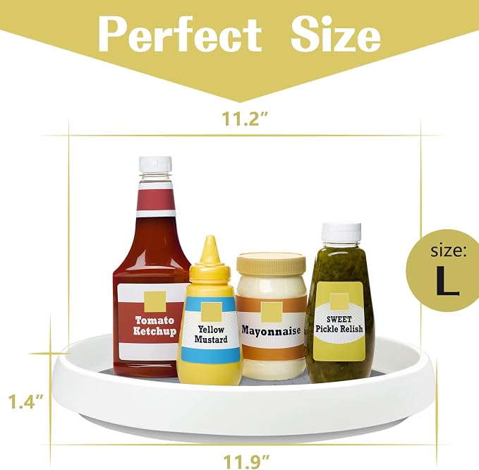 Non Skid Lazy Susan Turntable,Single Round Rotating Kitchen Spice Organizer for cabinets,Pantry, Bathroom, Refrigerator (12Inch) - Image 2