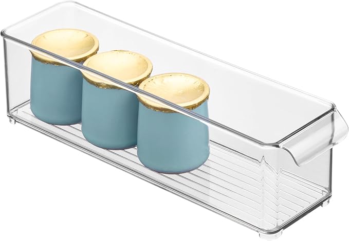 iDesign Stackable Fridge Storage Bin with Handle, Clear | Ideal for Fridge and Freezer, Made in USA by iDesign