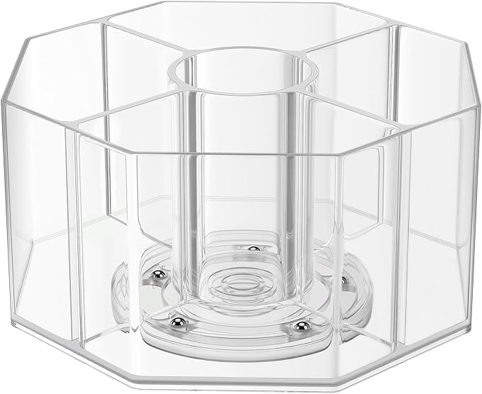 Divided Drink Packet Organizer, Octagonal 5 Compartment Clear Lazy Susan | Lazy Susan Turntable, Rotating Storage Organizer for Powdered Drink Mix, Water Flavor Packets, Coffee, Tea, Spices - Image 7