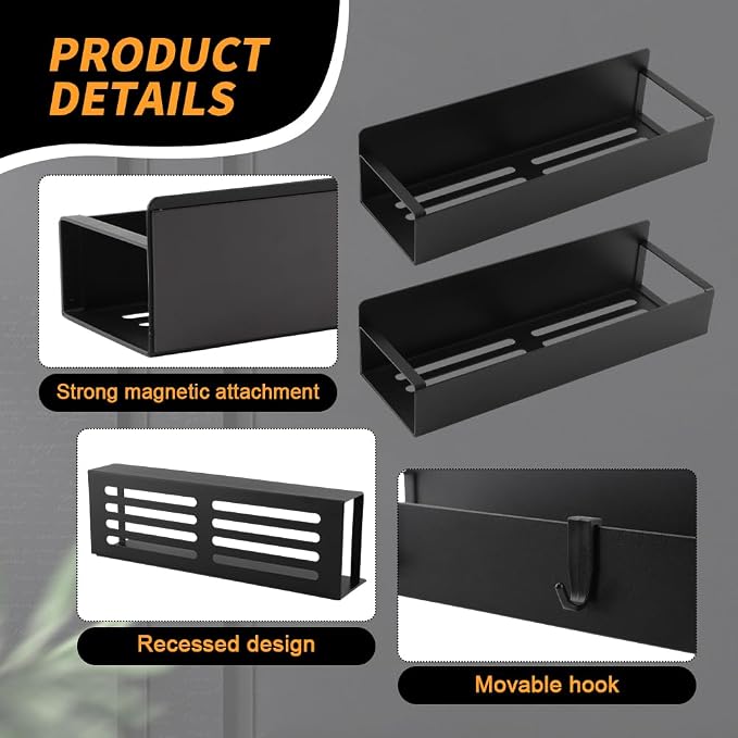 2 Pcs Magnetic Spray Can Holder,with 4 Pcs Small Hooks Wall-Mounted Spray Bottle Rack Paint Bottle Can Organizer for Garage Home Workspace - Image 3