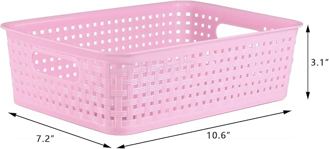 8 Pack Small Pantry Organization and Storage Bins - Household Organizers for Laundry Room, Bathrooms, Bedrooms, Kitchens, Cabinets, Countertops, Under Sink or On Shelves (Pink) - Image 3