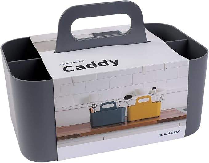 BLUE GINKGO Stackable Organizer Caddy, Rectangle, Dark Grey, Made in Korea | Portable. Adjustable. Home, Office & School Storage. by BLUEGINKGO