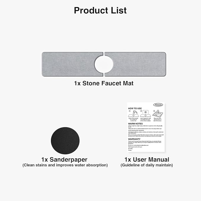 Premium Stone Faucet Mat for Kitchen Sink, 20" x 4" Light Gray | Quick Drying & Water Absorbent, Sink Splash Guard Tray for Prevents Moisture Buildup - Image 7