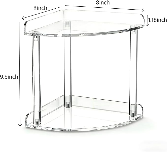 2 Tier Clear Acrylic Bathroom Corner Organizer, Countertop Vanity Tray for Makeup, Cosmetics, Perfume - Freestanding Storage Shelf for Bathroom, Bedroom, Kitchen - Image 6