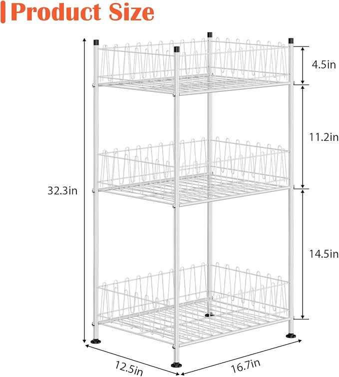 ETELI Water Bottle Storage Organizer 3 Tier Freestanding Water Bottle Holder Rack Stand Metal Drink Soda Can Organizer Beverage Shelf for Floor Pantry Kitchen Food Storage, Silver - Image 3