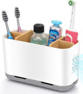 GFWARE Toothbrush Holders for Bathrooms - Bamboo Divider Toothbrush and Toothpaste Holder with Drainage, Kids Electric Toothbrush Organizer for Bathroom Countertop, White Tooth Brush Holder | 5 Slots Toothbrush and Toothpaste Holder with Bamboo Divider... by GFWARE