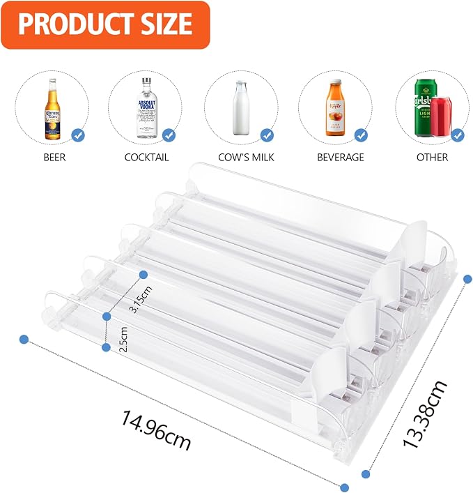 Stackable Soda Can Organizer for Refrigerator, Automatic Drink Dispenser with Pusher, Holds 25–30 Cans, 4 Row Fridge Organizer, Adjustable Beverage Rack, Easy Access Storage - Image 3