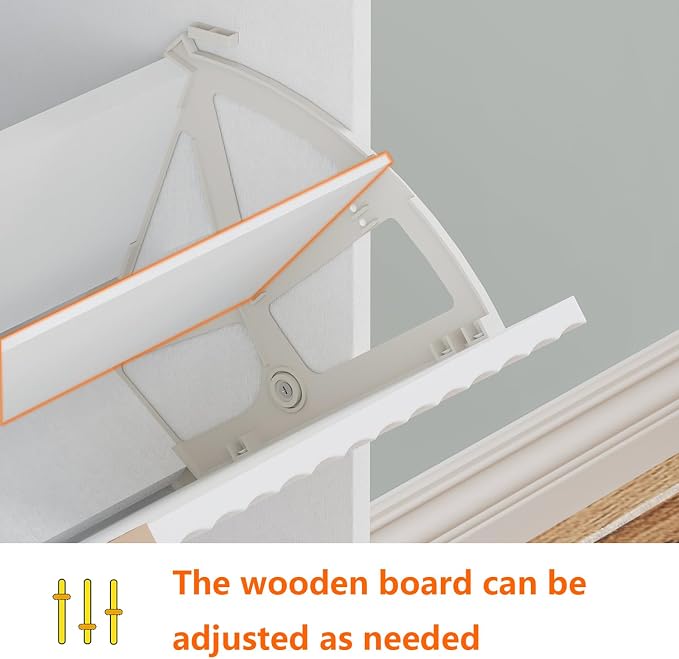 Shoe Cabinet Storage,Modern Freestanding Organizer with 4 Flip Drawers,Narrow Shoe Rack Cabinet for Entryway,White - Image 5