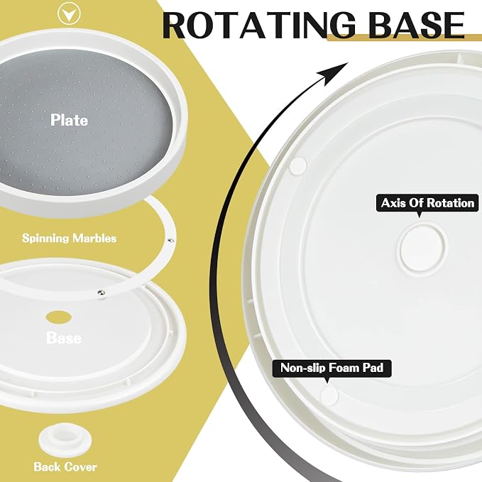 Non Skid Lazy Susan Turntable,Single Round Rotating Kitchen Spice Organizer for cabinets,Pantry, Bathroom, Refrigerator (12Inch) - Image 4