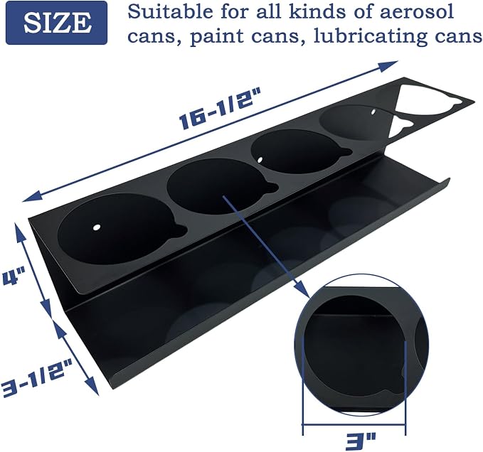 Spray Can Holder Organizer Aerosol Can Rack Wall Mount Spray Paint Storage Fit For Garage And Workspace (Pack of 2) - Image 2