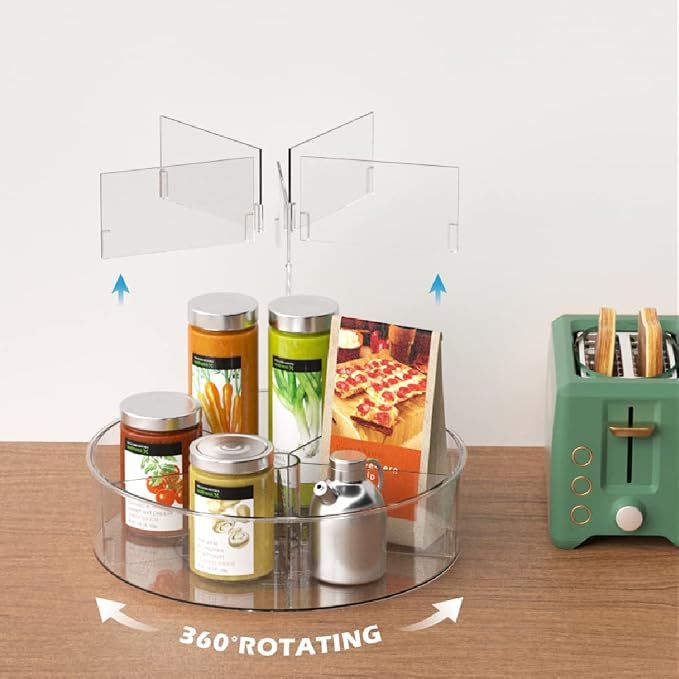 Lazy Susan Turntable Spice Rack Organizer, Food Storage Container Rotating Condiments Spinning Organizer for Kitchen Cabinets Pantry Refrigerator Countertops,Set of 2 - Image 2